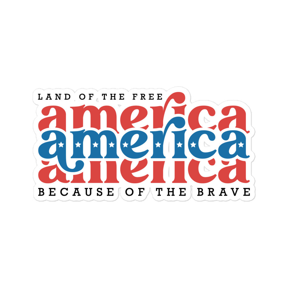 America Land of the Free Because of the Brave Decorative Sticker