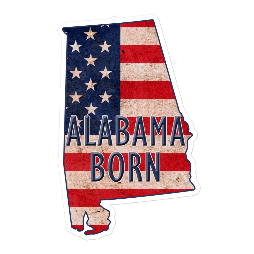 Alabama Born US Flag Bubble Free Stickers