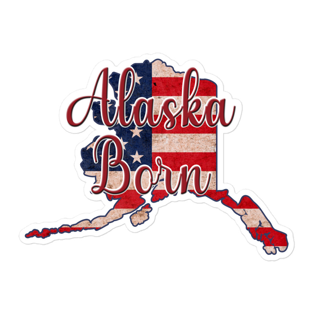 Alaska Born on US Flag Bubble-free Sticker