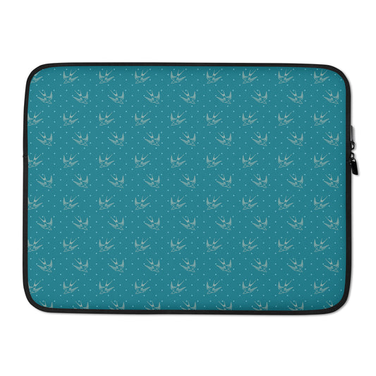 Turquoise Bird Pattern Laptop Sleeve