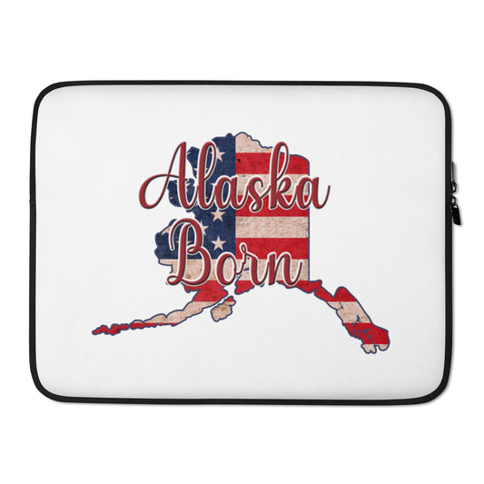 Alaska Born US Flag Laptop Sleeve