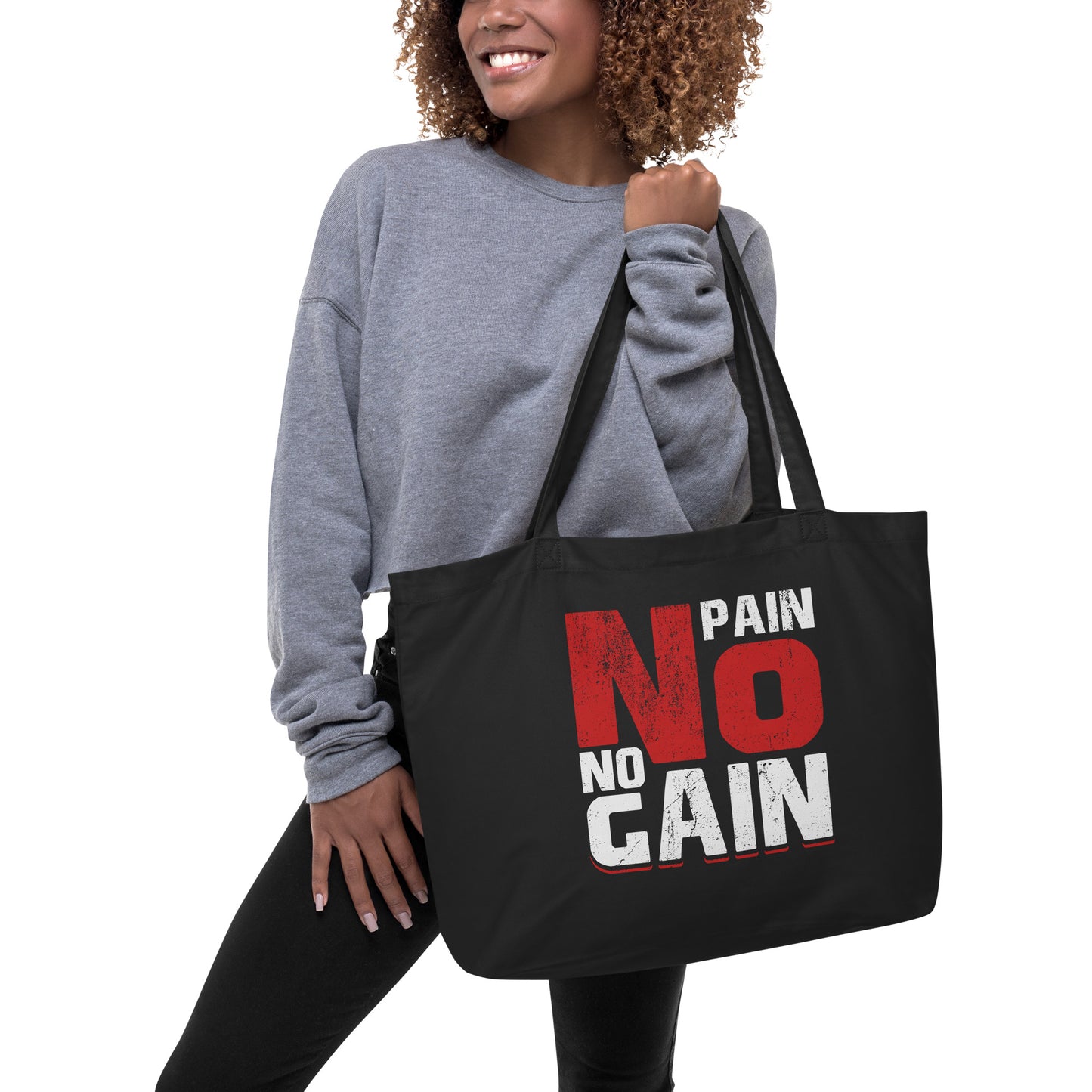 No Pain No Gain Large organic tote bag