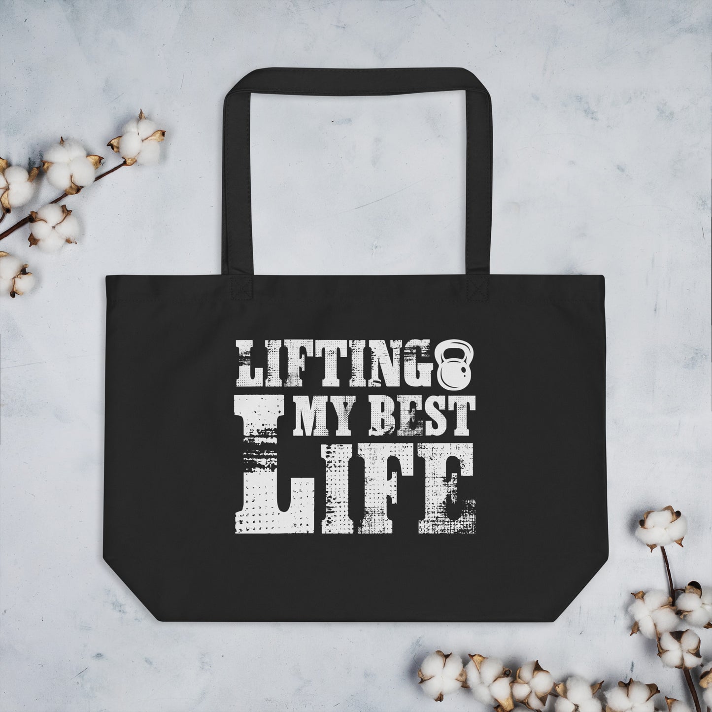 Lifting My Best Life Large organic tote bag