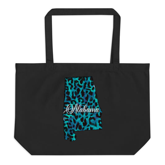 Alabama Blue Leopard Print Large Organic Tote Bag