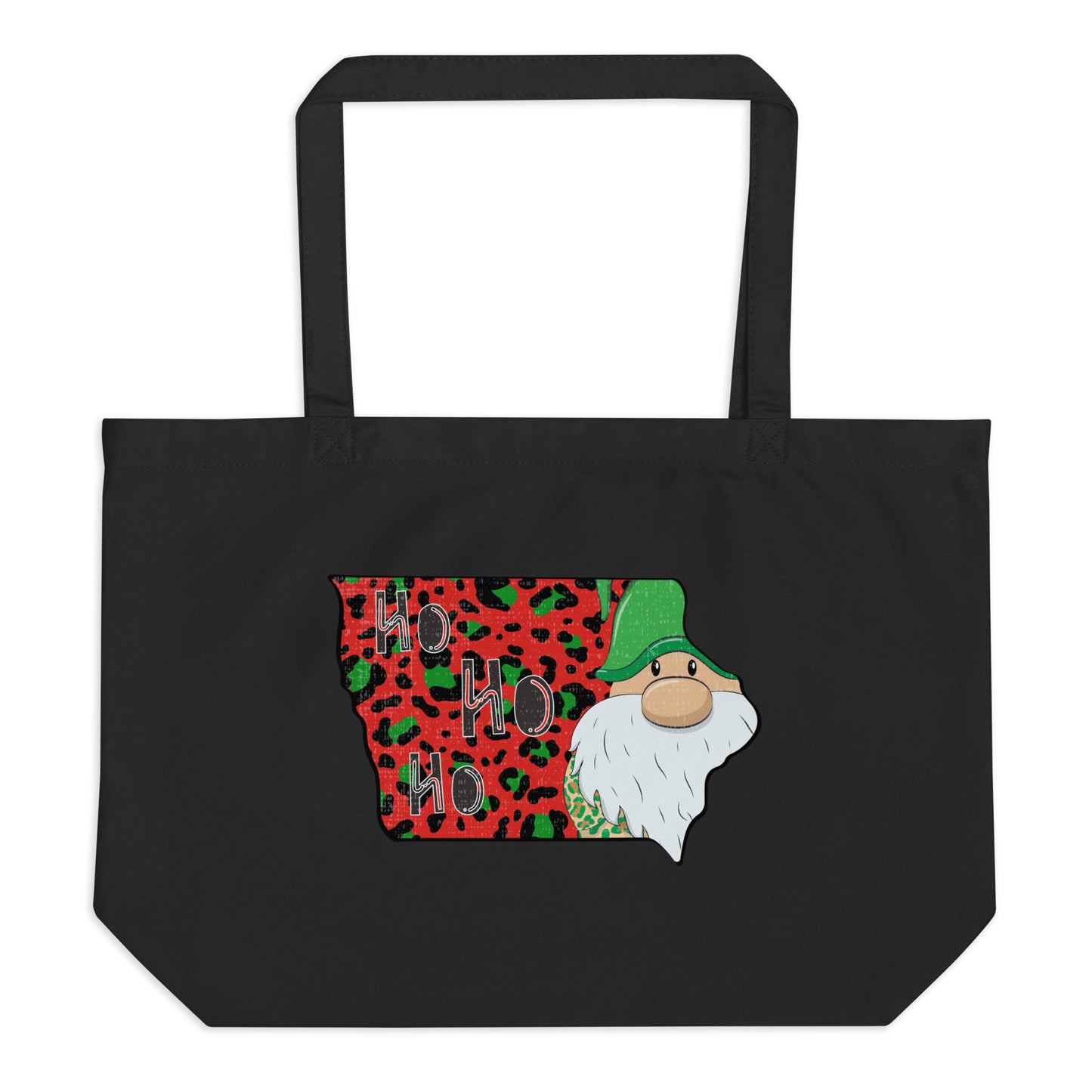 Iowa Christmas Elf Ho Ho Ho Large organic tote bag