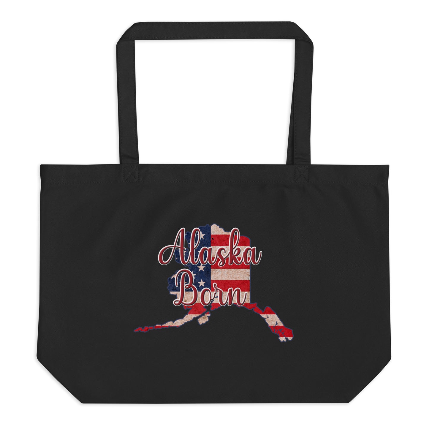 Alaska Born US Flag Large Organic Tote Bag