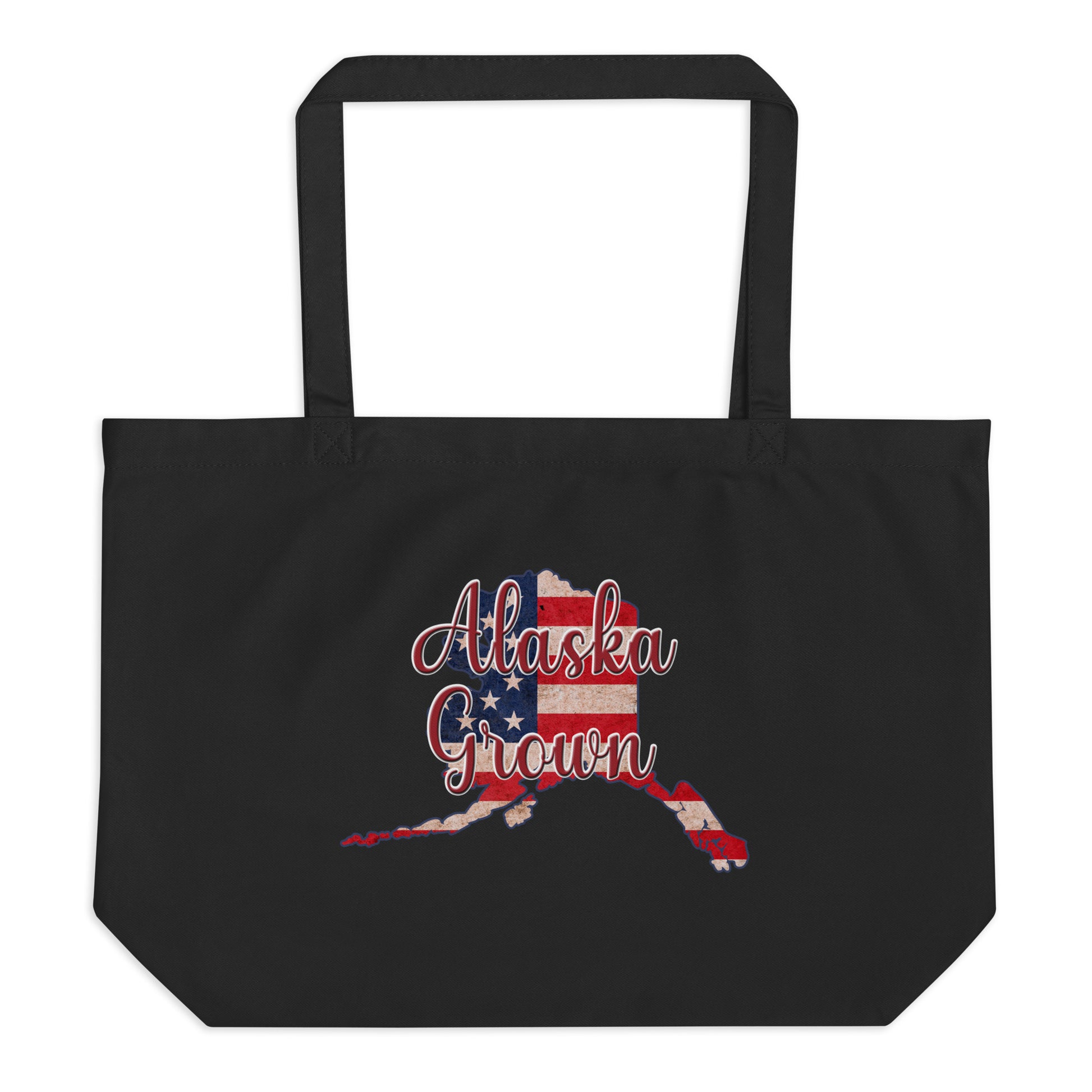 Alaska Grown US Flag Large Organic Tote Bag