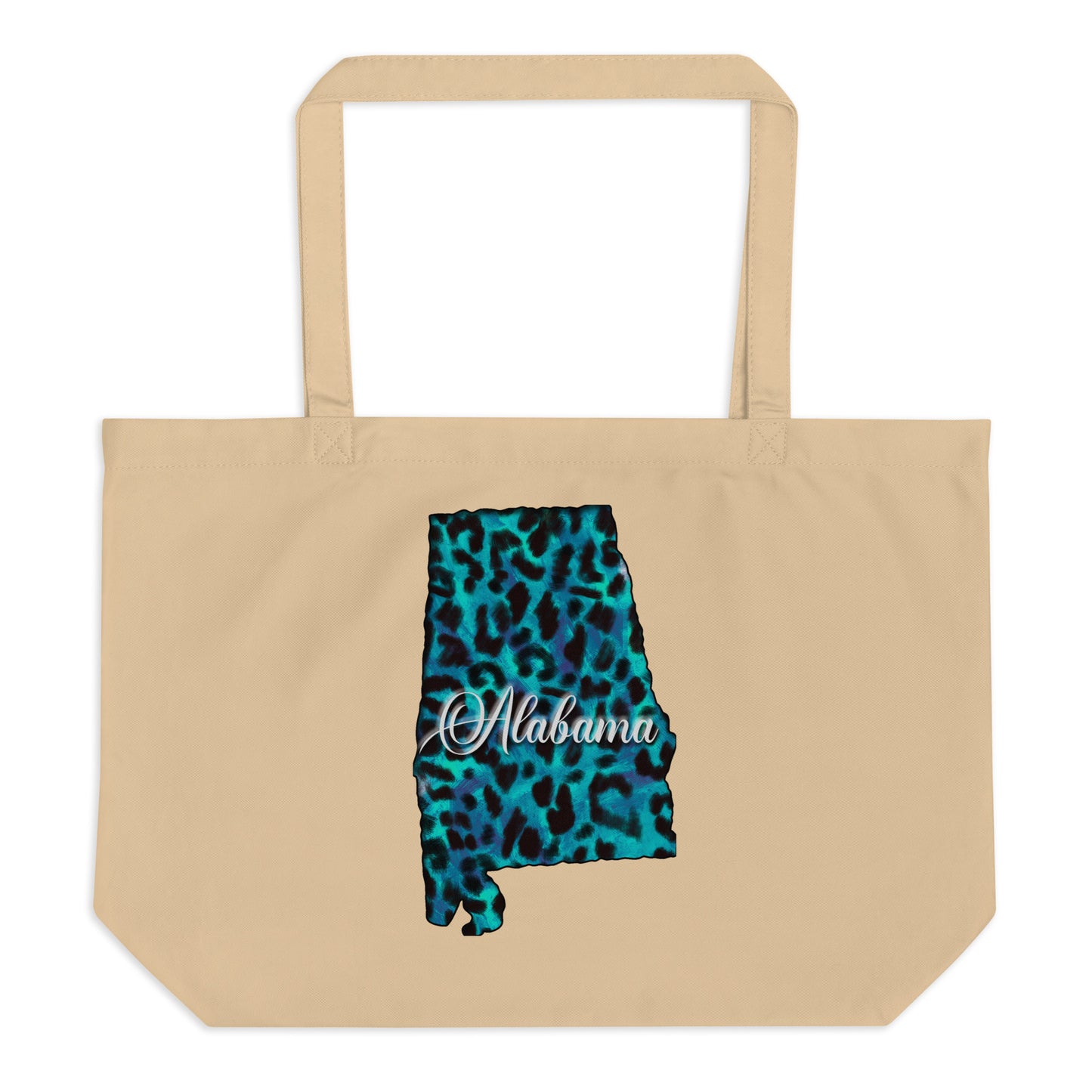 Alabama Blue Leopard Print Large Organic Tote Bag