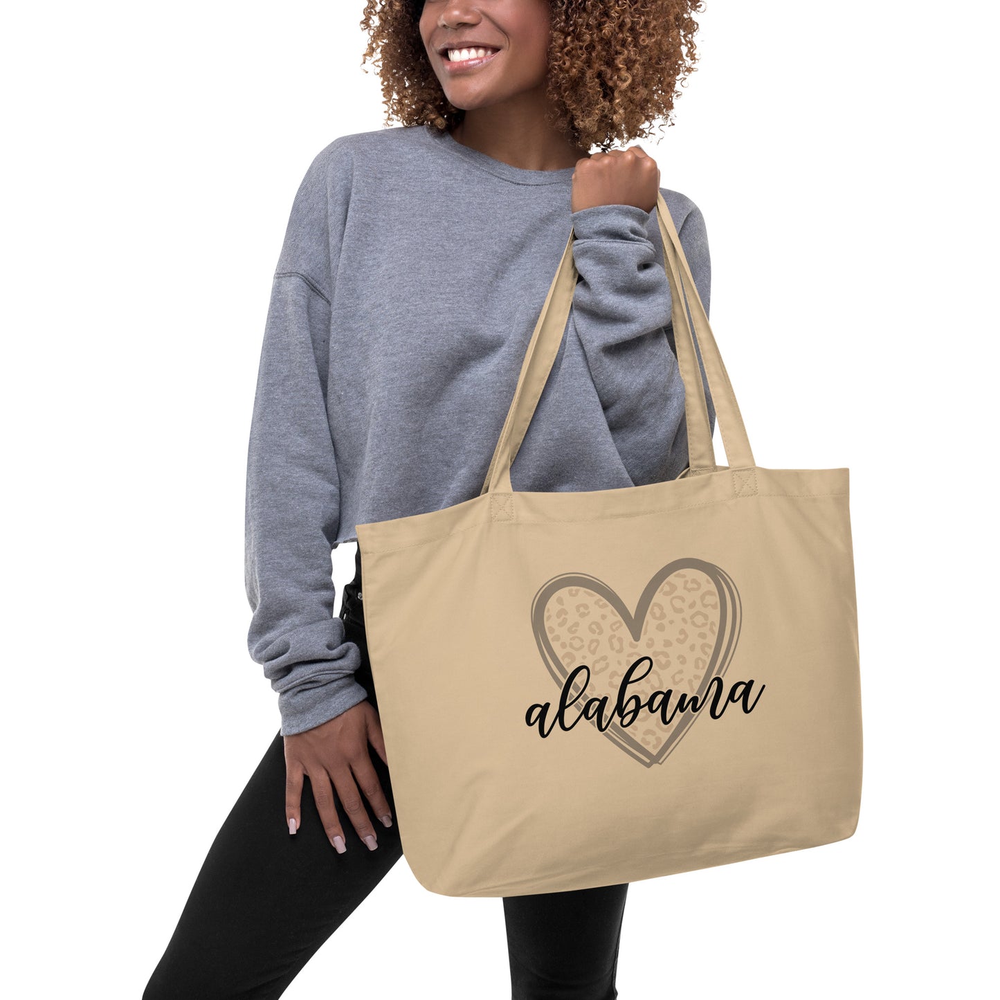 Alabama Leopard Heart Large organic tote bag