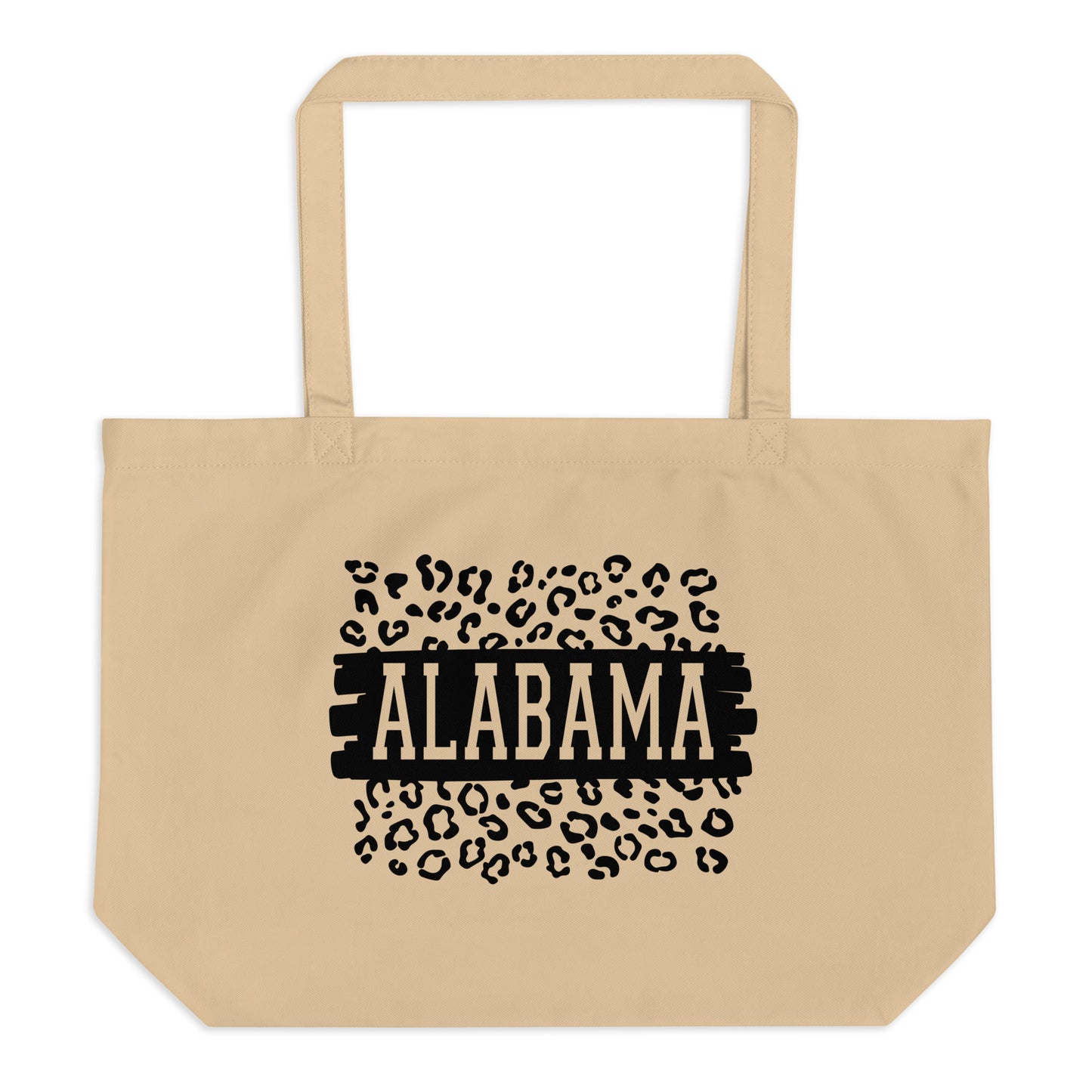 Alabama Black on Leopard Large Organic Tote Bag