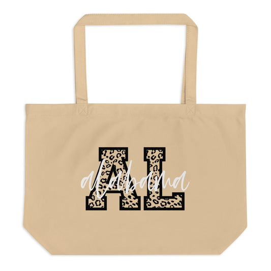 Alabama Script on Leopard AL Large organic tote bag