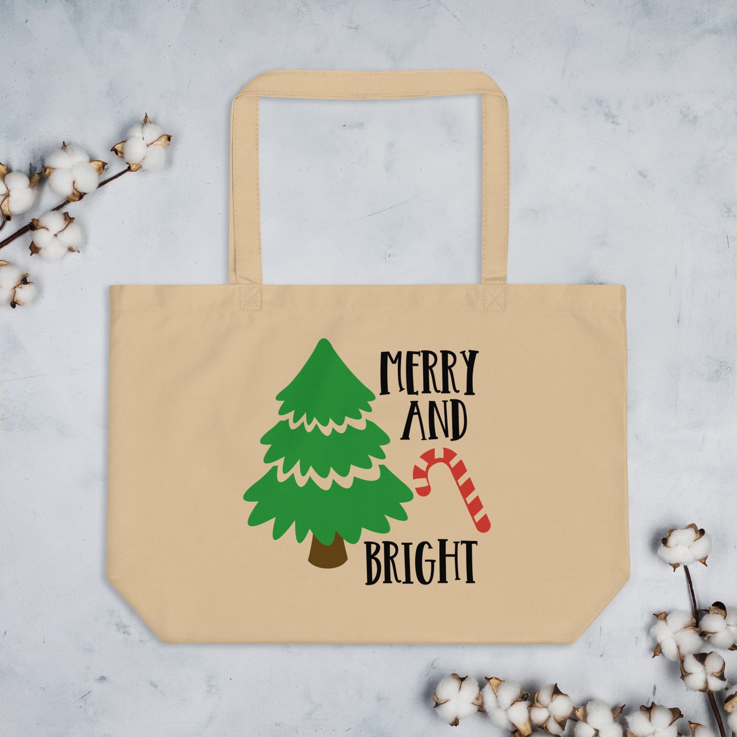 Merry and Bright Large organic tote bag