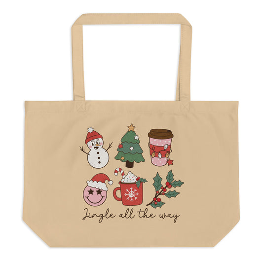 Jingle All the Way  Large organic tote bag