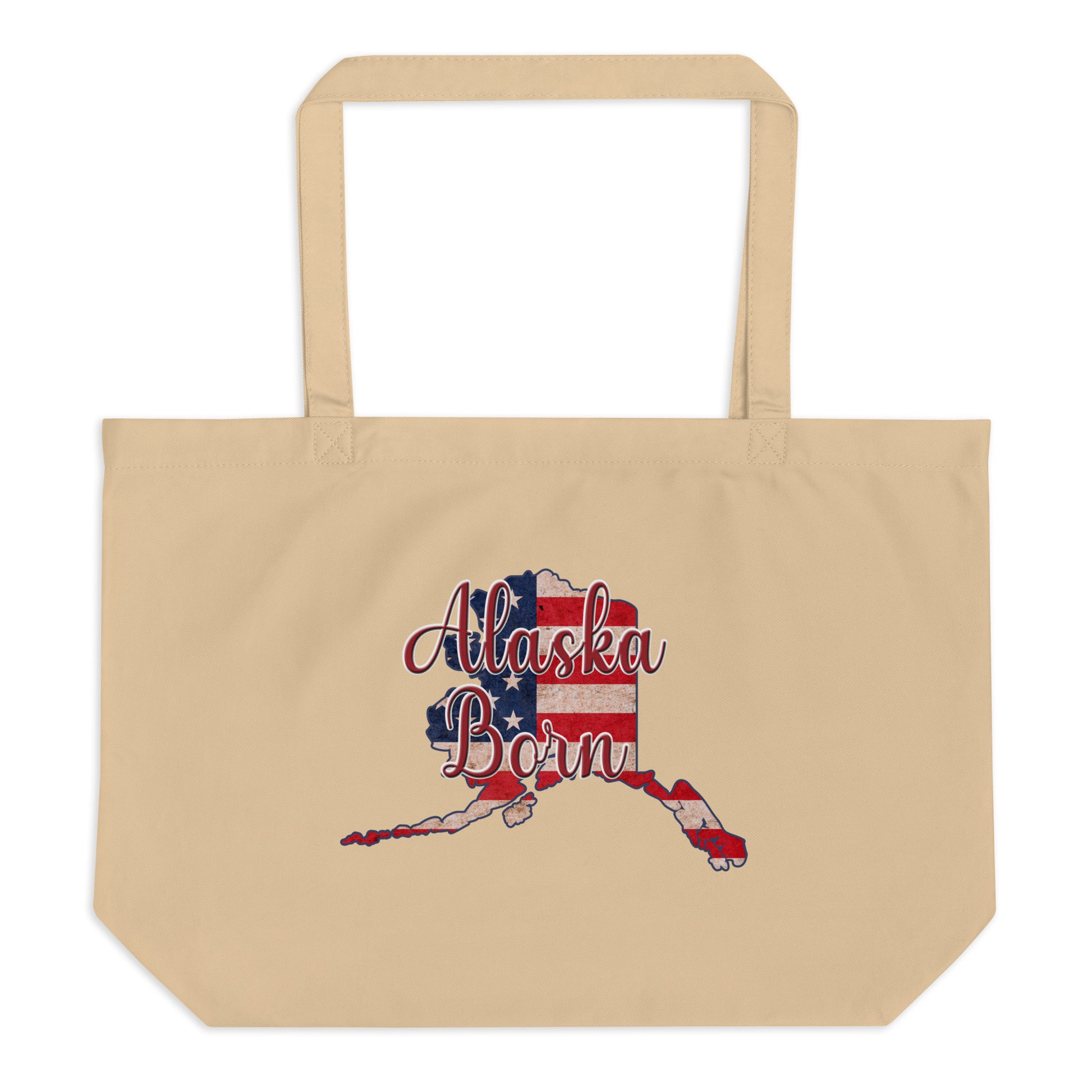 Alaska Born US Flag Large Organic Tote Bag