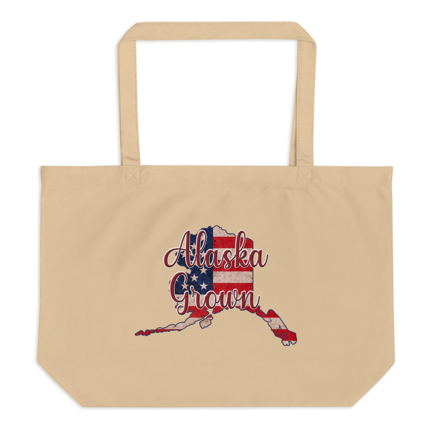 Alaska Grown US Flag Large Organic Tote Bag