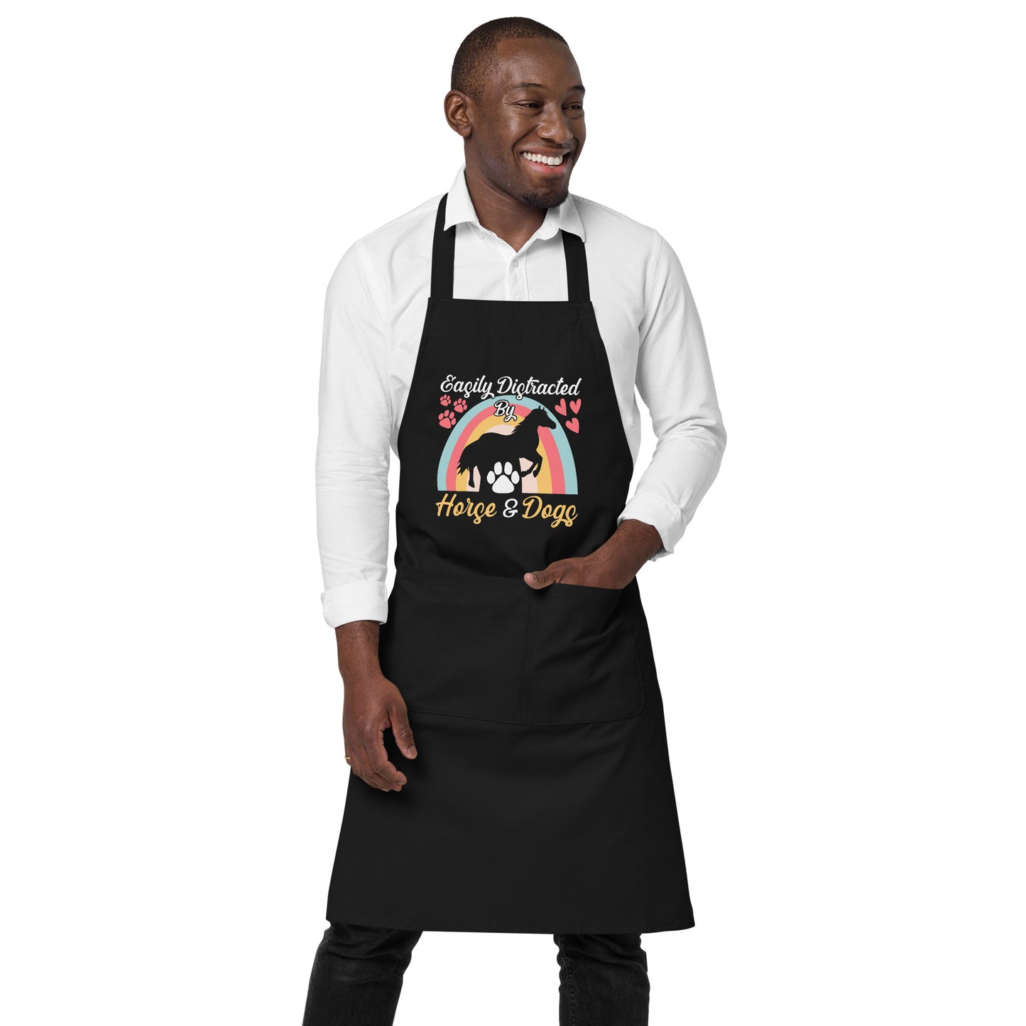 Easily Distracted by Horse & Dogs Organic cotton apron