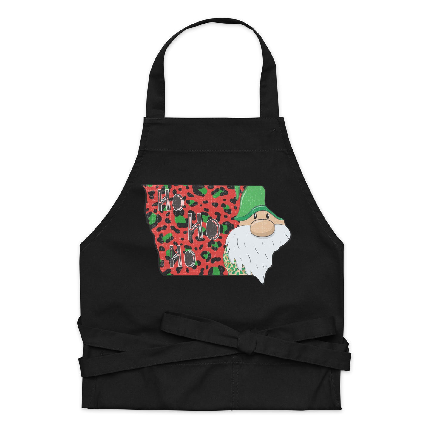 Iowa Christmas Elf Ho Ho Ho Organic cotton apron