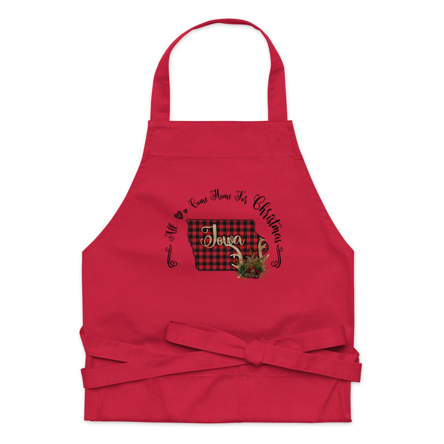 Iowa All Come Home for Christmas Organic cotton apron