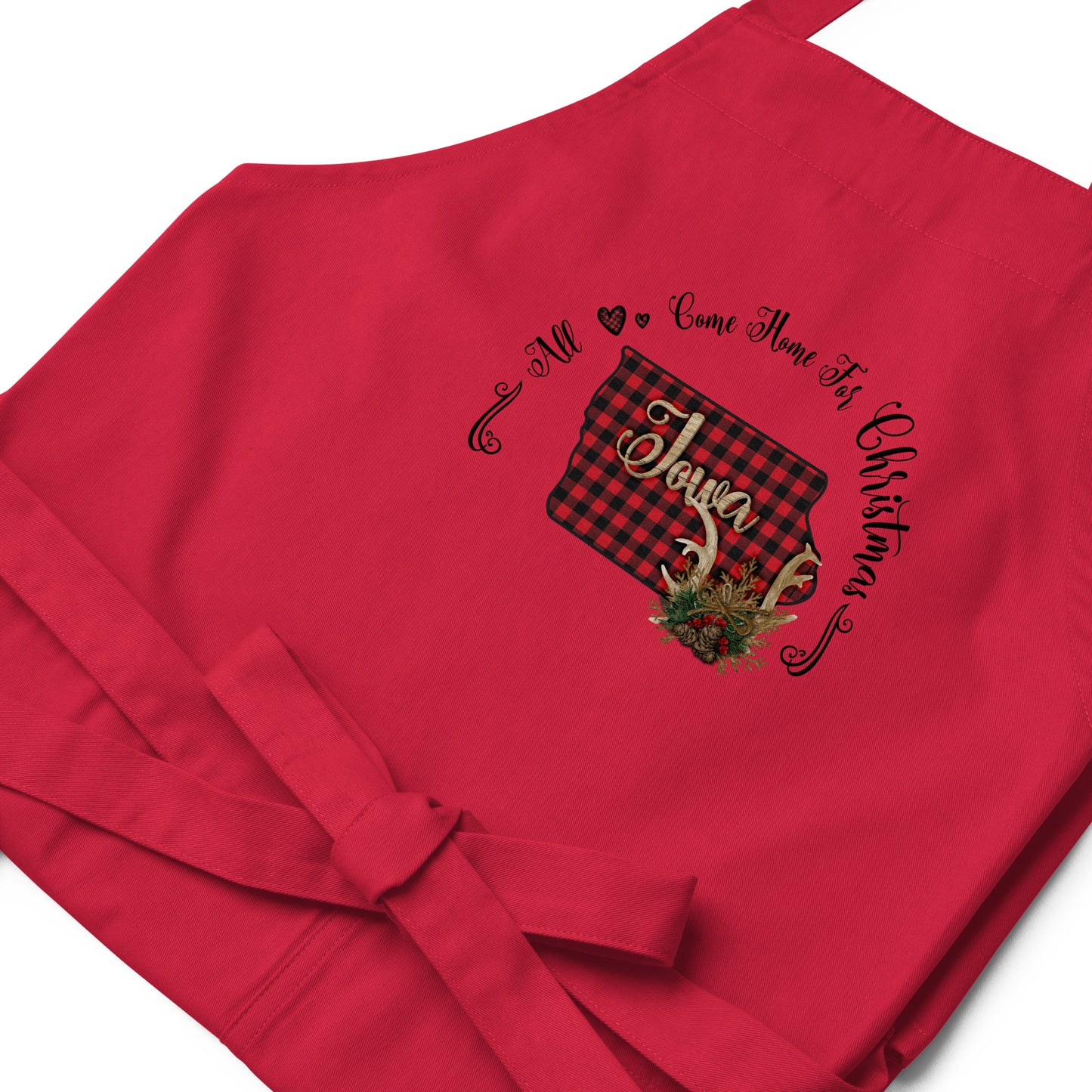Iowa All Come Home for Christmas Organic cotton apron