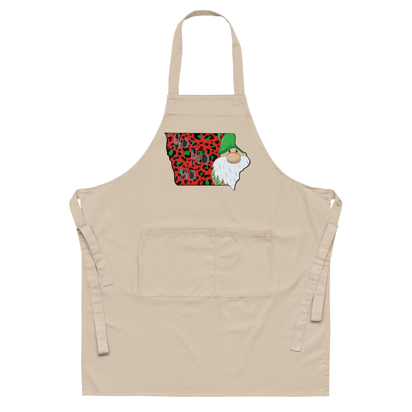 Iowa Christmas Elf Ho Ho Ho Organic cotton apron