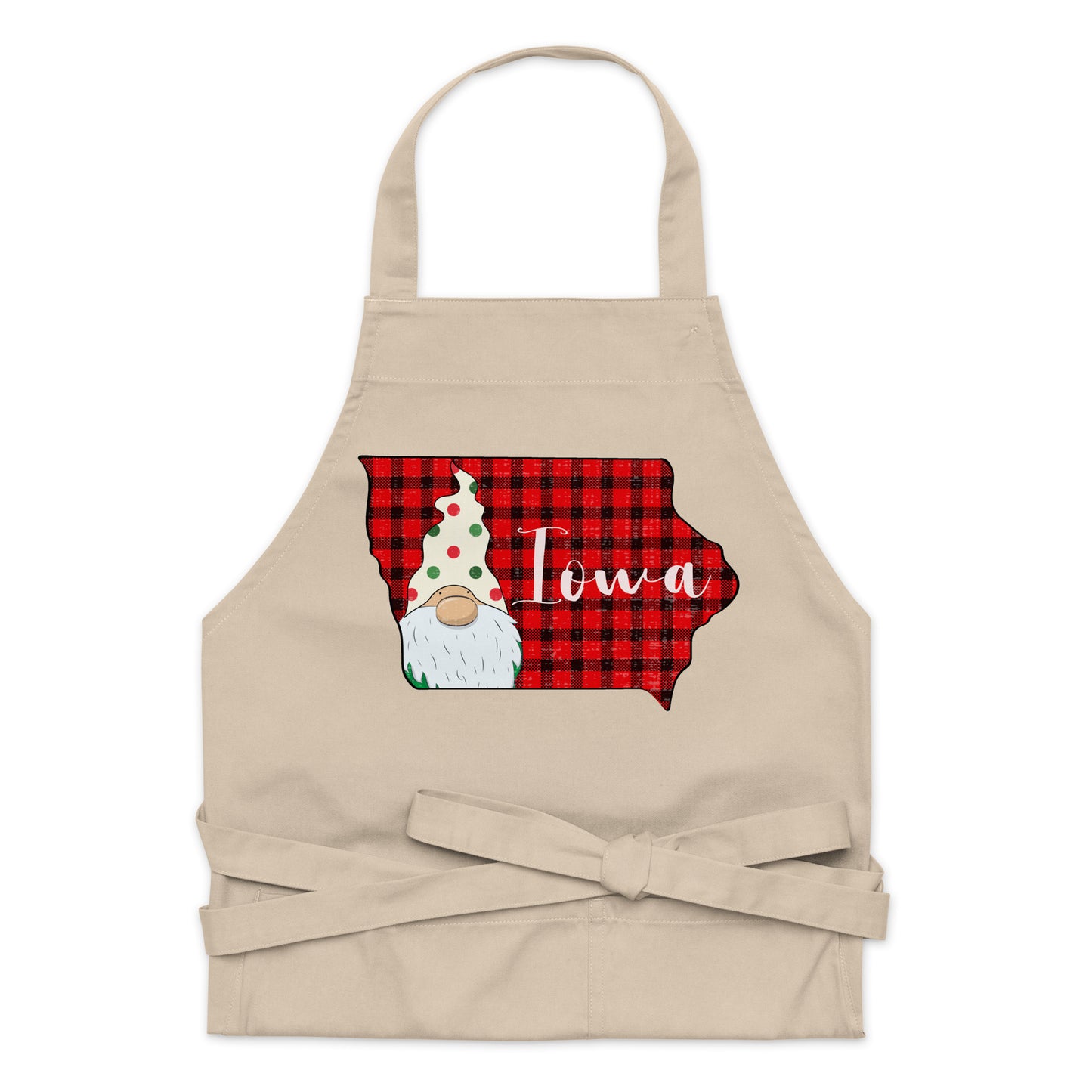 Iowa Plaid Gnome Organic cotton apron