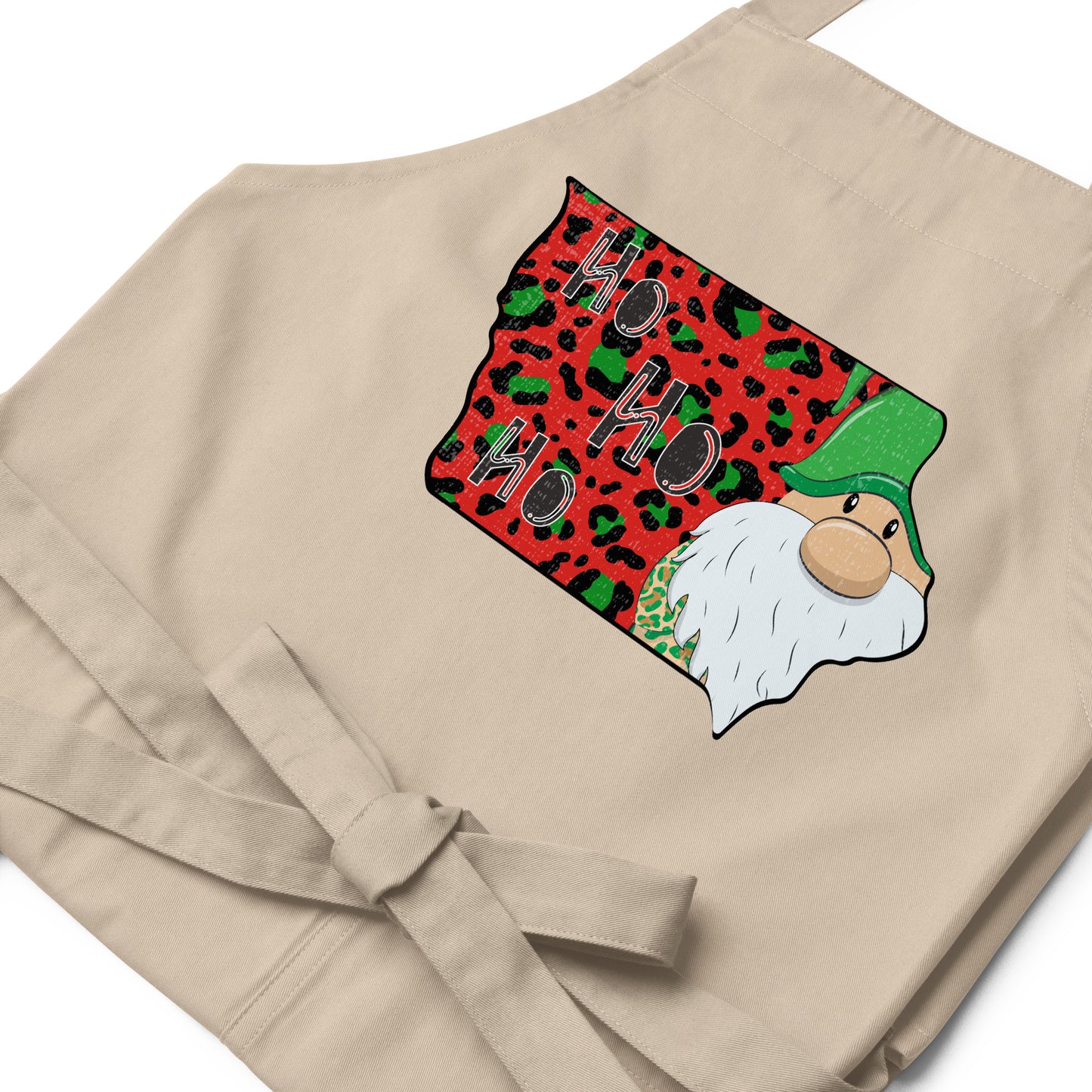 Iowa Christmas Elf Ho Ho Ho Organic cotton apron