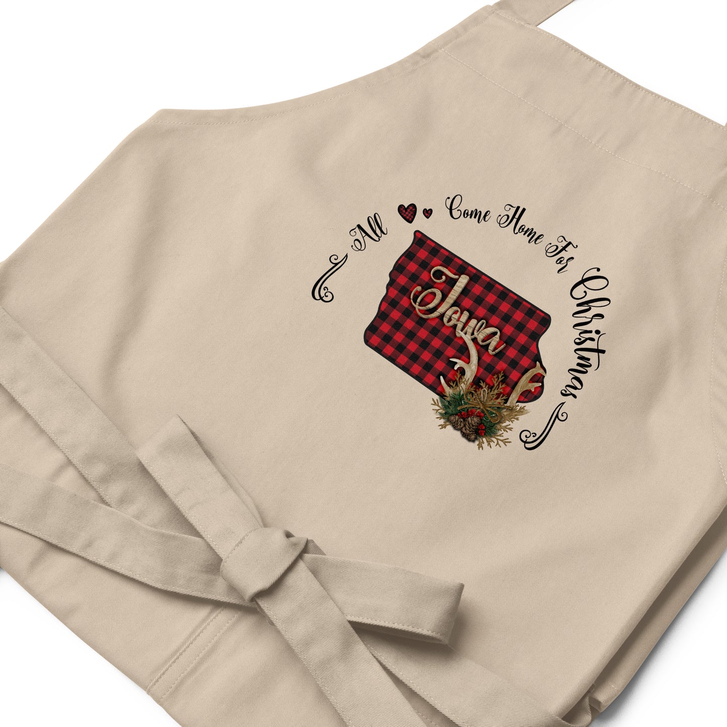 Iowa All Come Home for Christmas Organic cotton apron