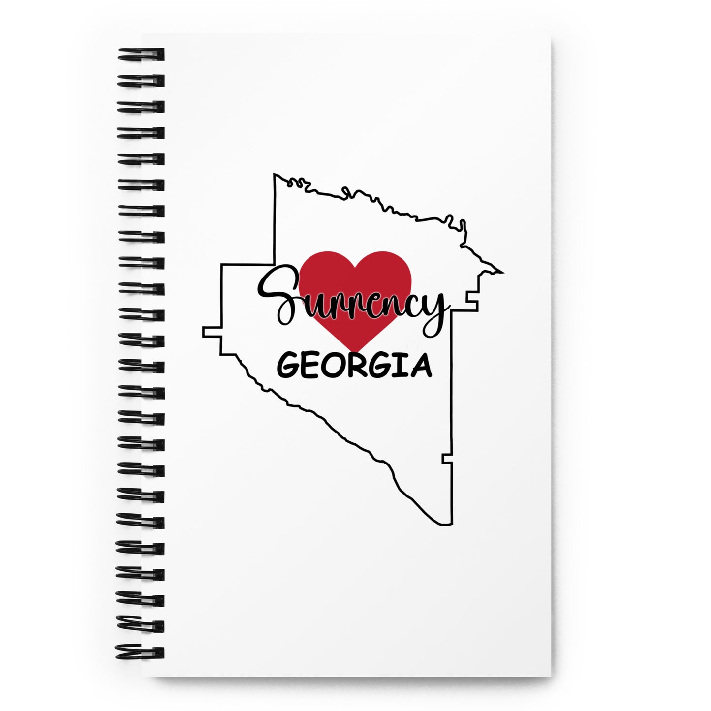 Surrency Georgia - Heart in County Outline Spiral notebook