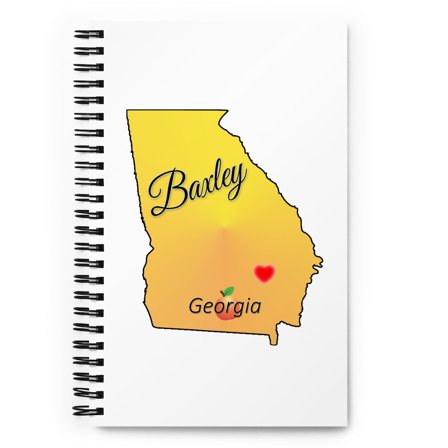 Baxley Georgia - State w/ Peach & Heart Locator Spiral notebook