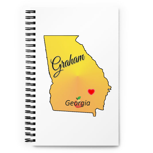 Graham Georgia - State w / Peach & Heart Locator Spiral notebook