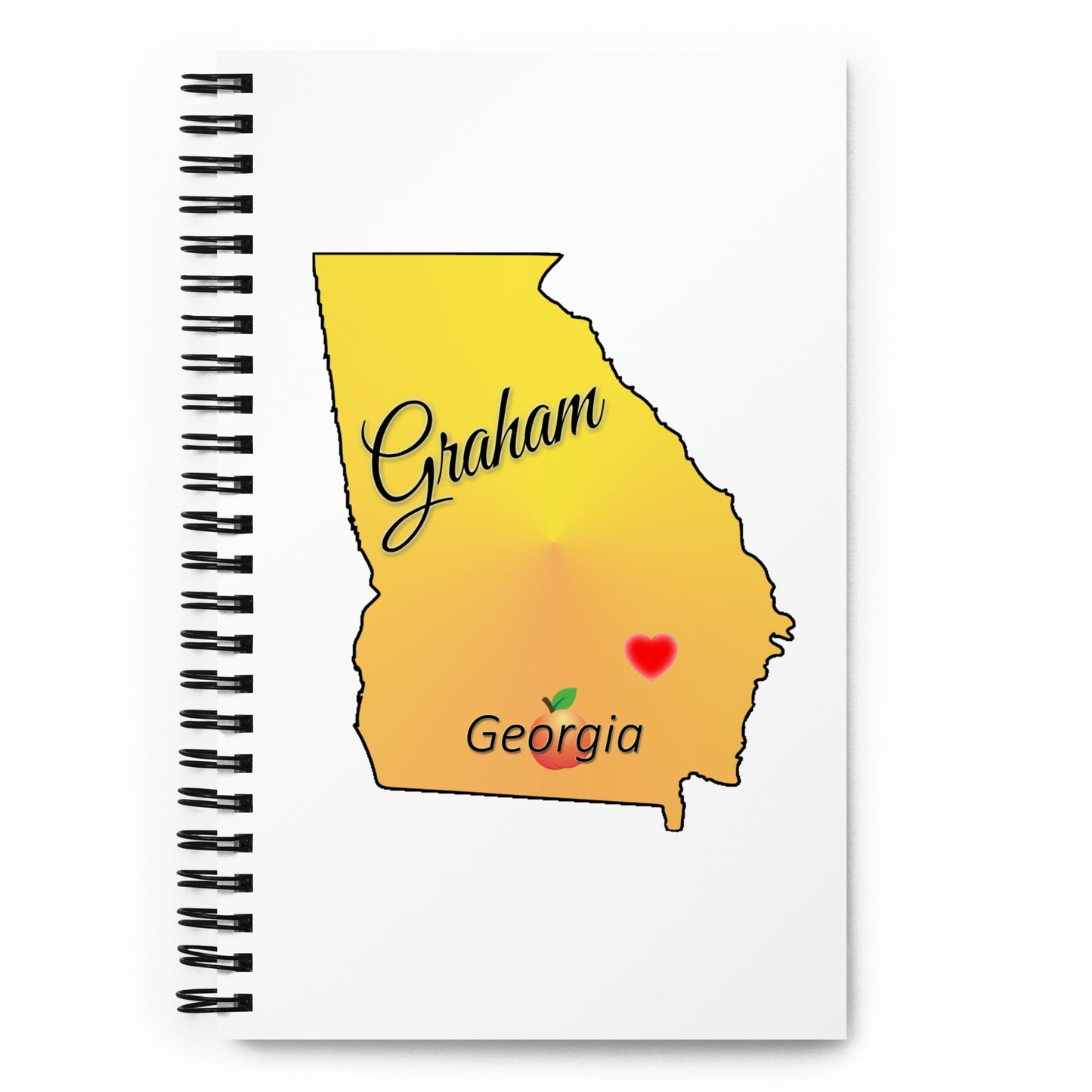 Graham Georgia - State w / Peach & Heart Locator Spiral notebook