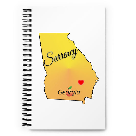 Surrency Georgia - State w/ Peach & Heart Locator Spiral notebook