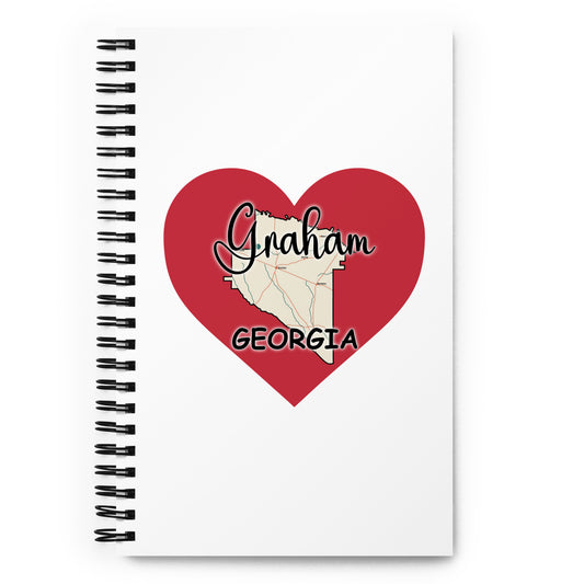 Graham Georgia - County on Large Heart Spiral Notebook