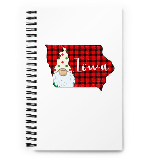 Iowa Plaid Gnome Spiral notebook
