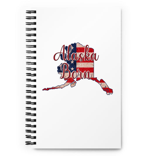 Alaska Born US Flag Spiral Notebook