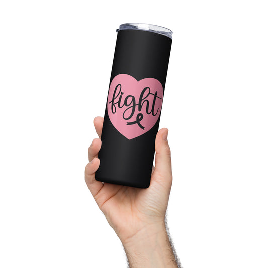 Fight Breast Cancer Awareness Stainless Steel Tumbler with Straw