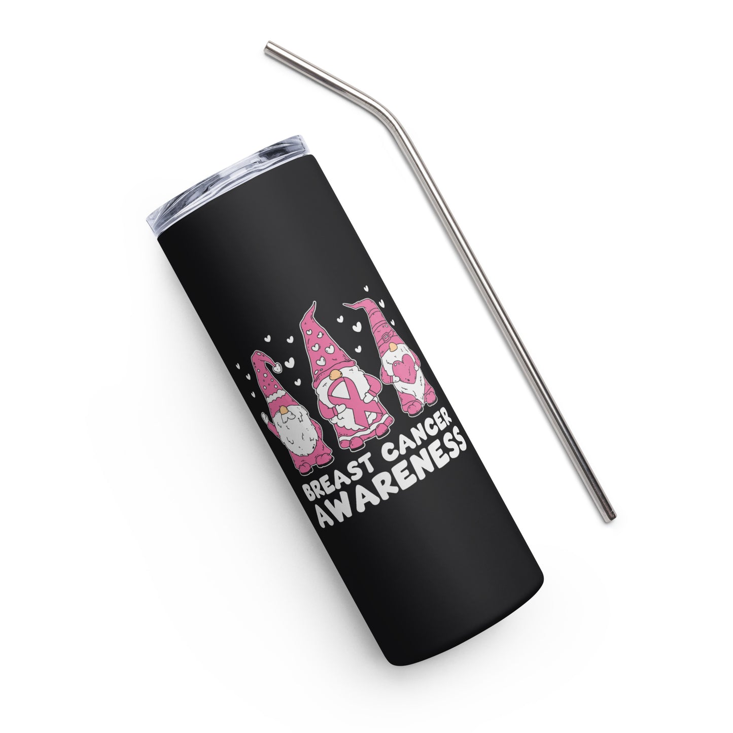 Breast Cancer Awareness Gnomes Stainless steel tumbler