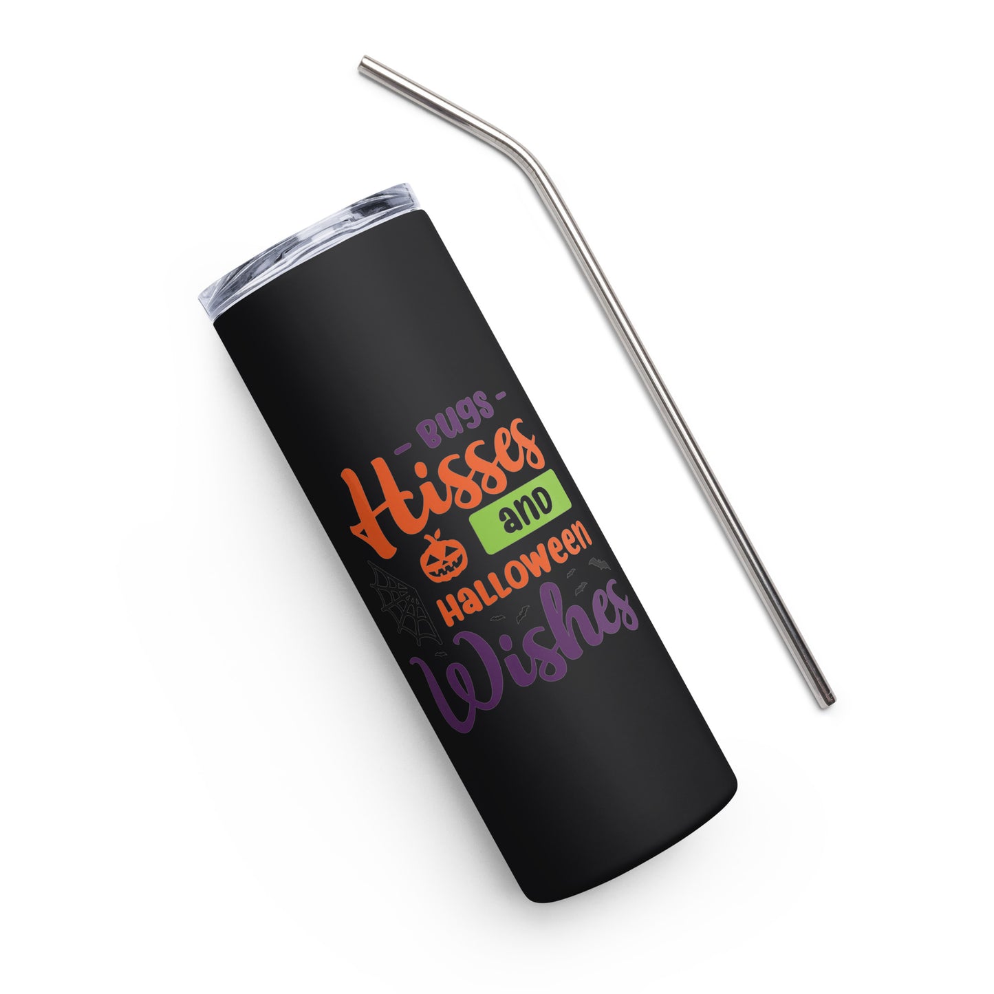 Bugs Hisses and Halloween Kisses Stainless steel tumbler