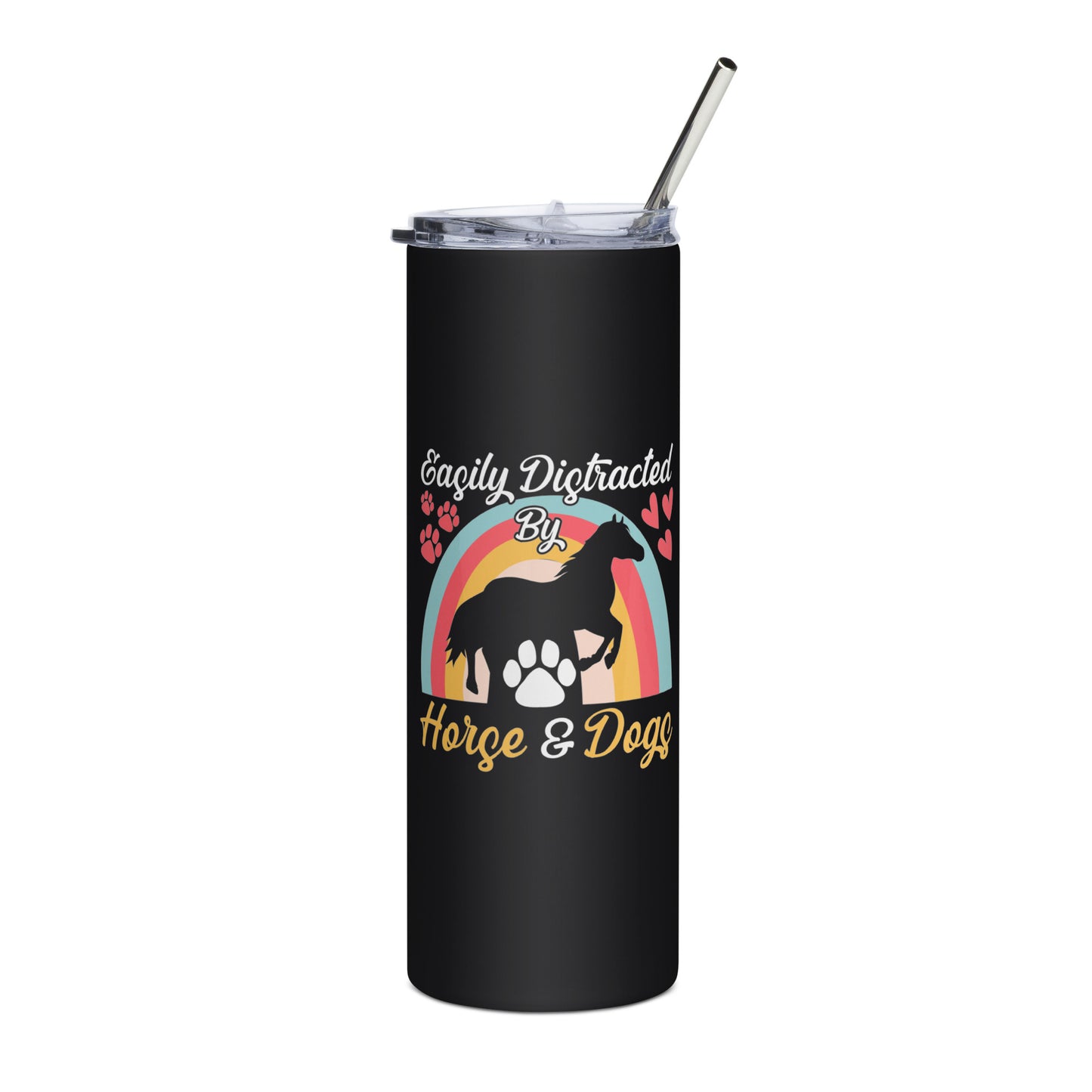 Easily Distracted by Horse & Dogs Stainless steel tumbler