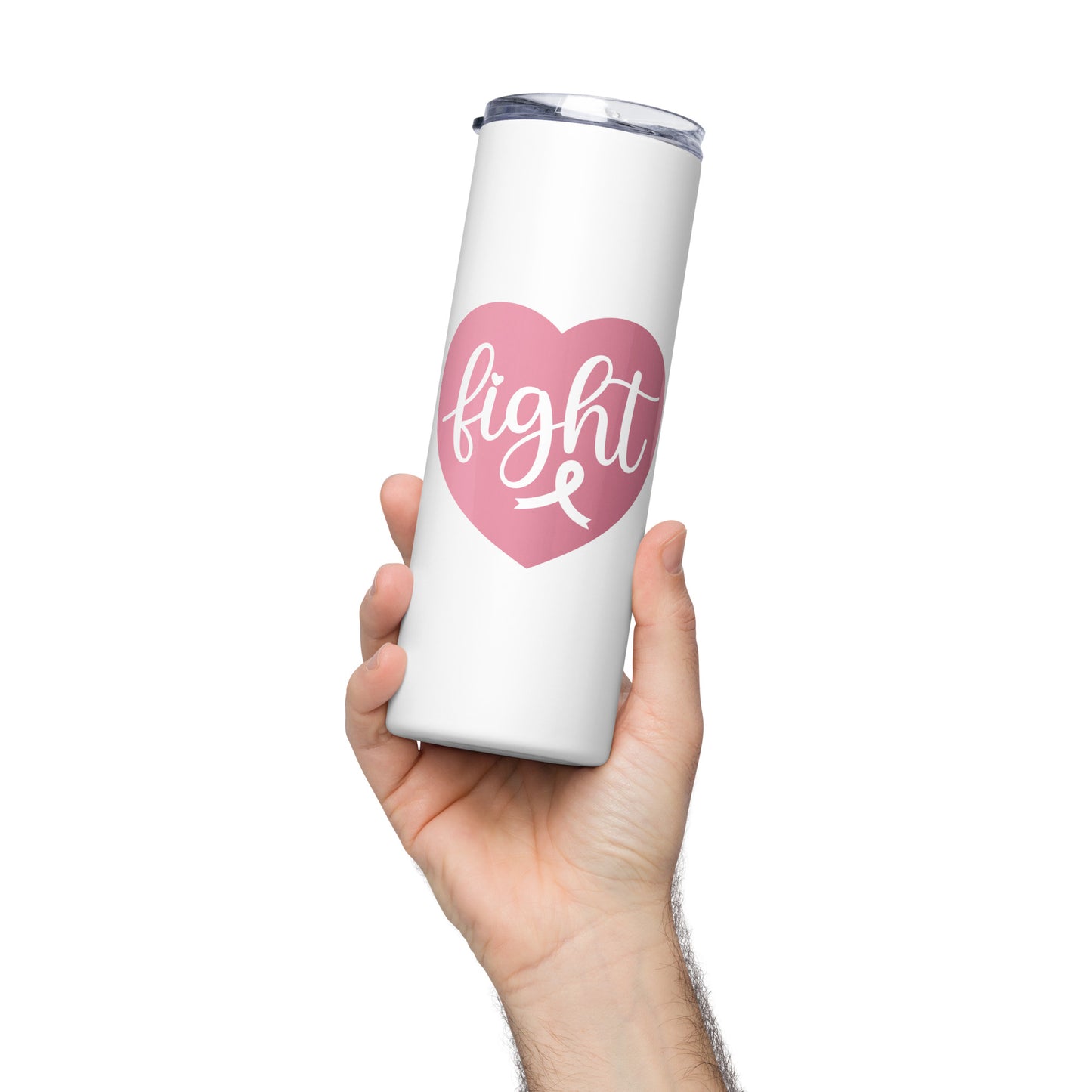 Fight Breast Cancer Awareness Stainless Steel Tumbler with Straw