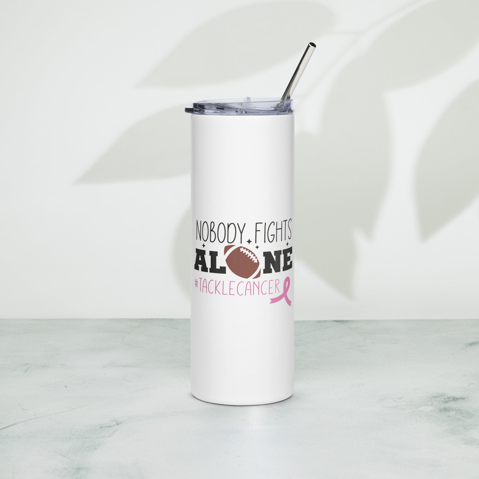 Nobody Fights Alone Breast Cancer Awareness Stainless Steel Tumbler 20 oz (600 ml)