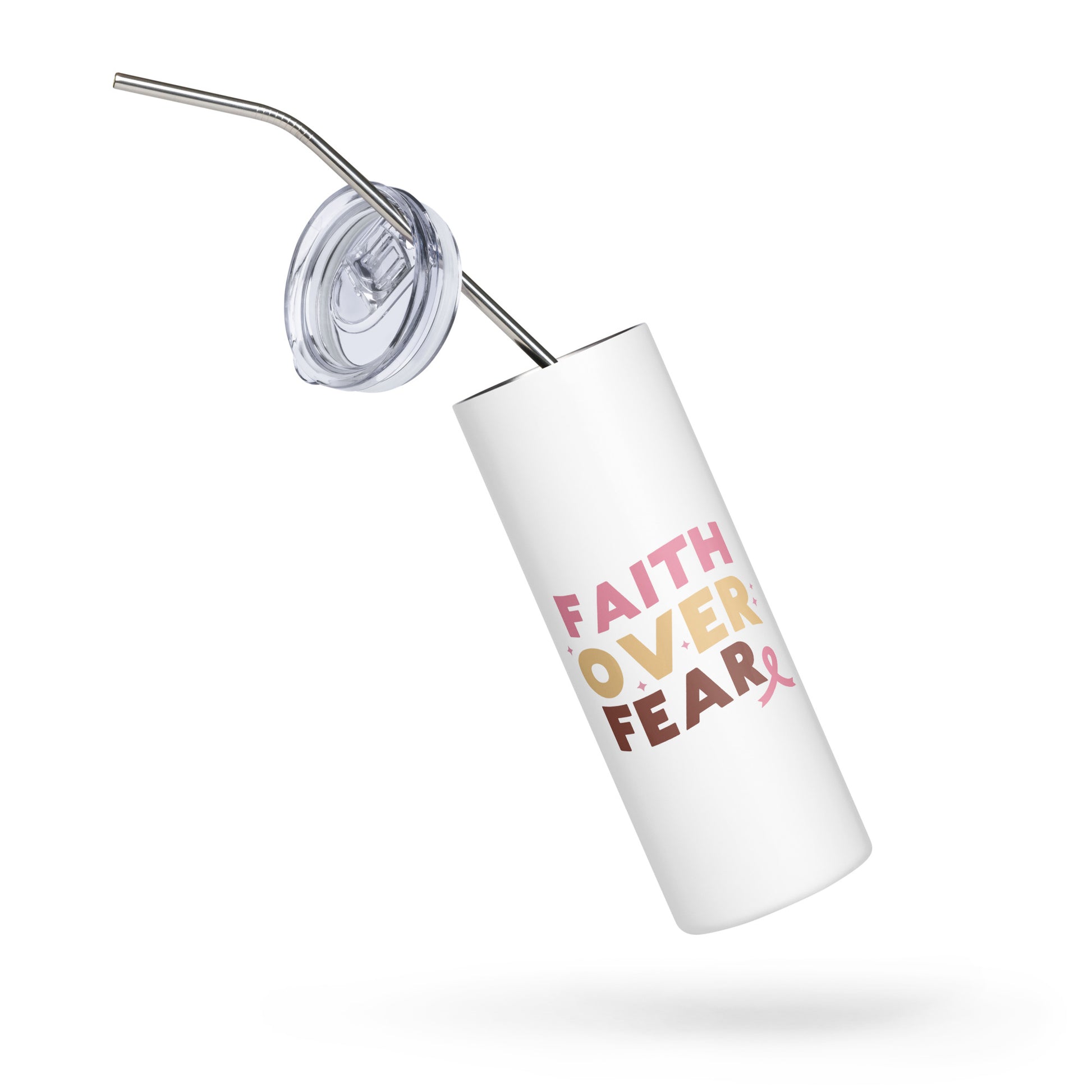 Faith Over Fear Breast Cancer Awareness Stainless Steel Tumbler 20 oz (600 ml)