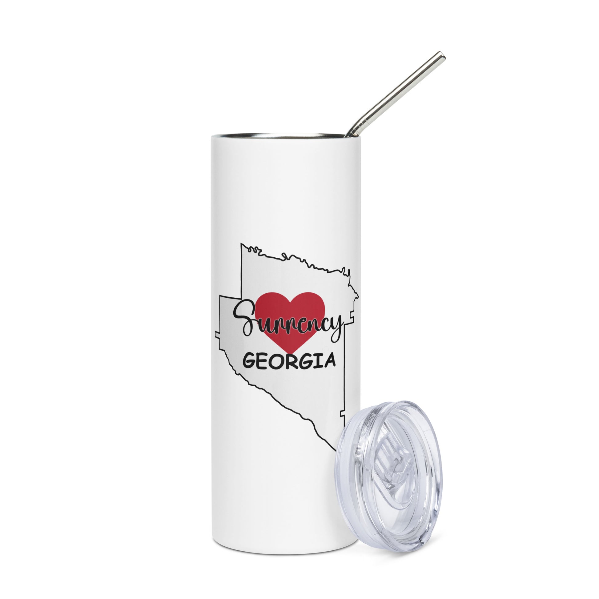 Surrency Georgia GA Heart in County Outline Stainless Steel Tumbler 20 oz (600 ml)