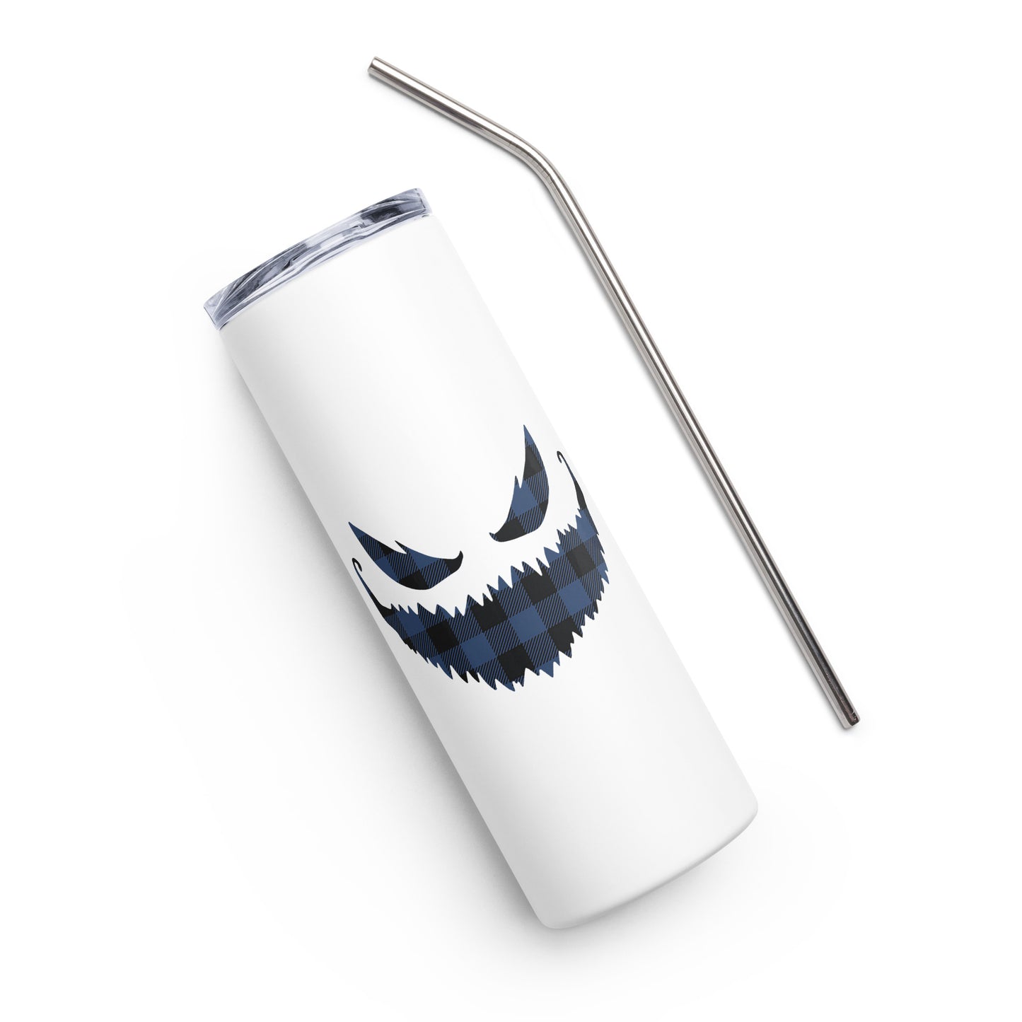 Blue Plaid Jack O'Lantern Stainless steel tumbler