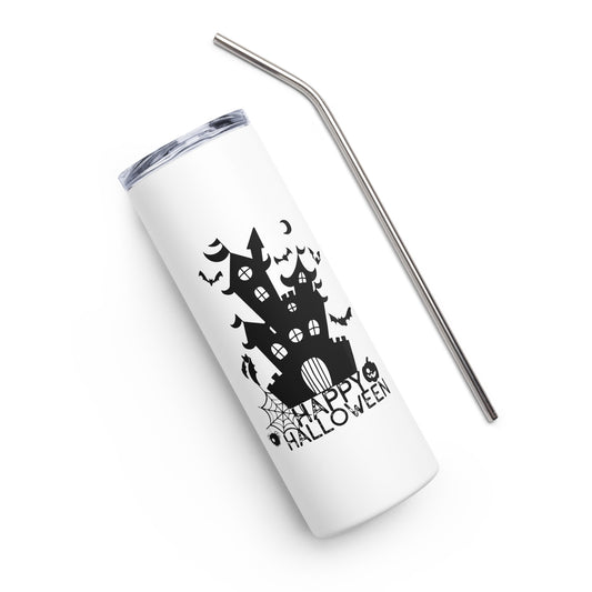 Happy Halloween Castle Stainless steel tumbler