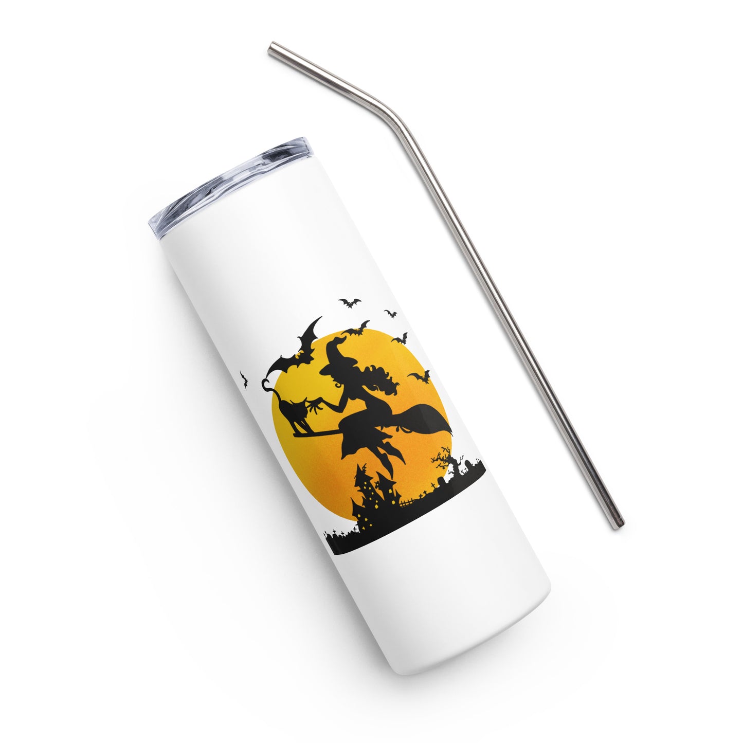 Flying Witch with Bats Stainless steel tumbler