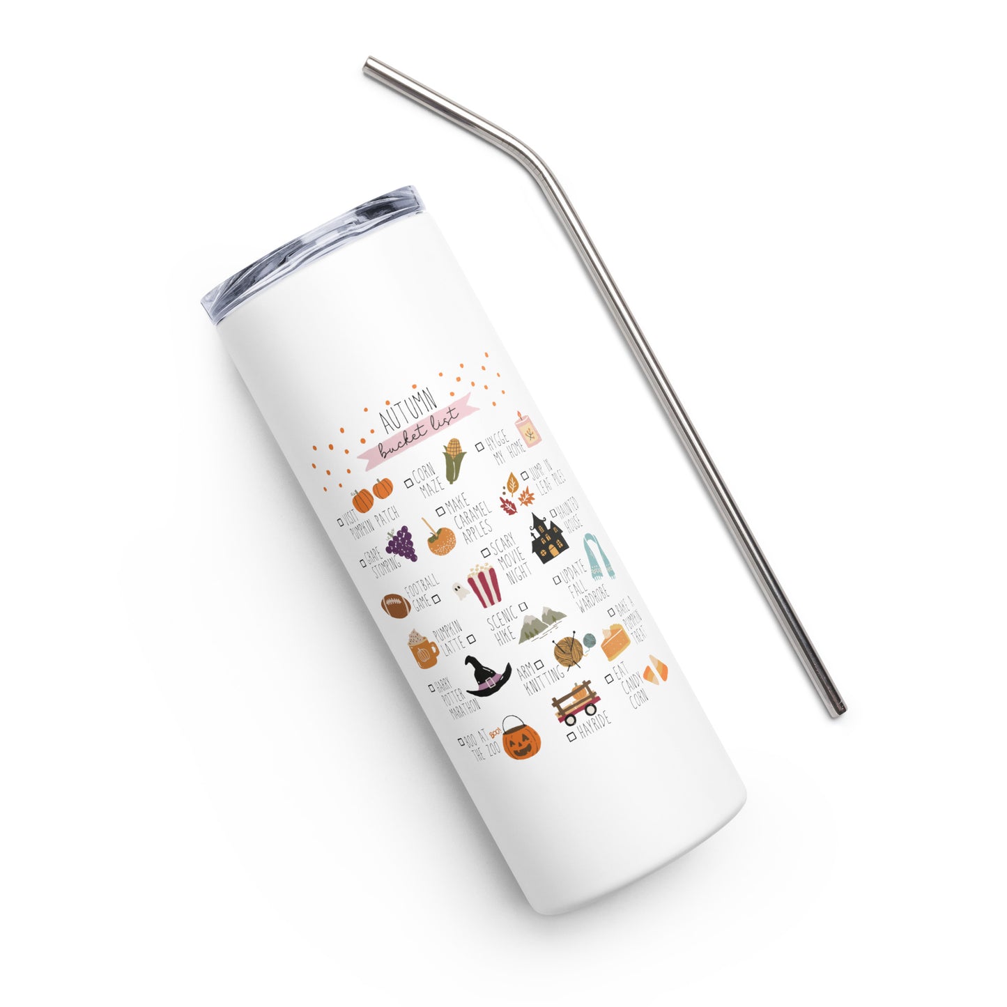 Autumn Bucket List Stainless Steel Tumbler