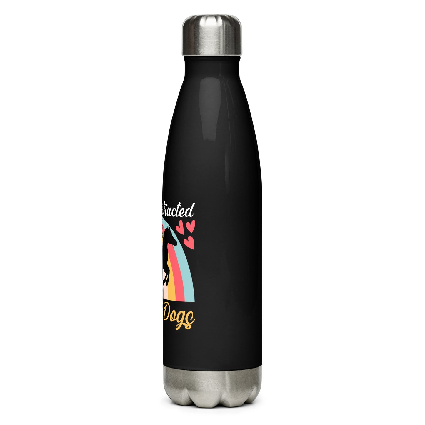 Easily Distracted by Horse and Dogs Stainless Steel Water Bottle