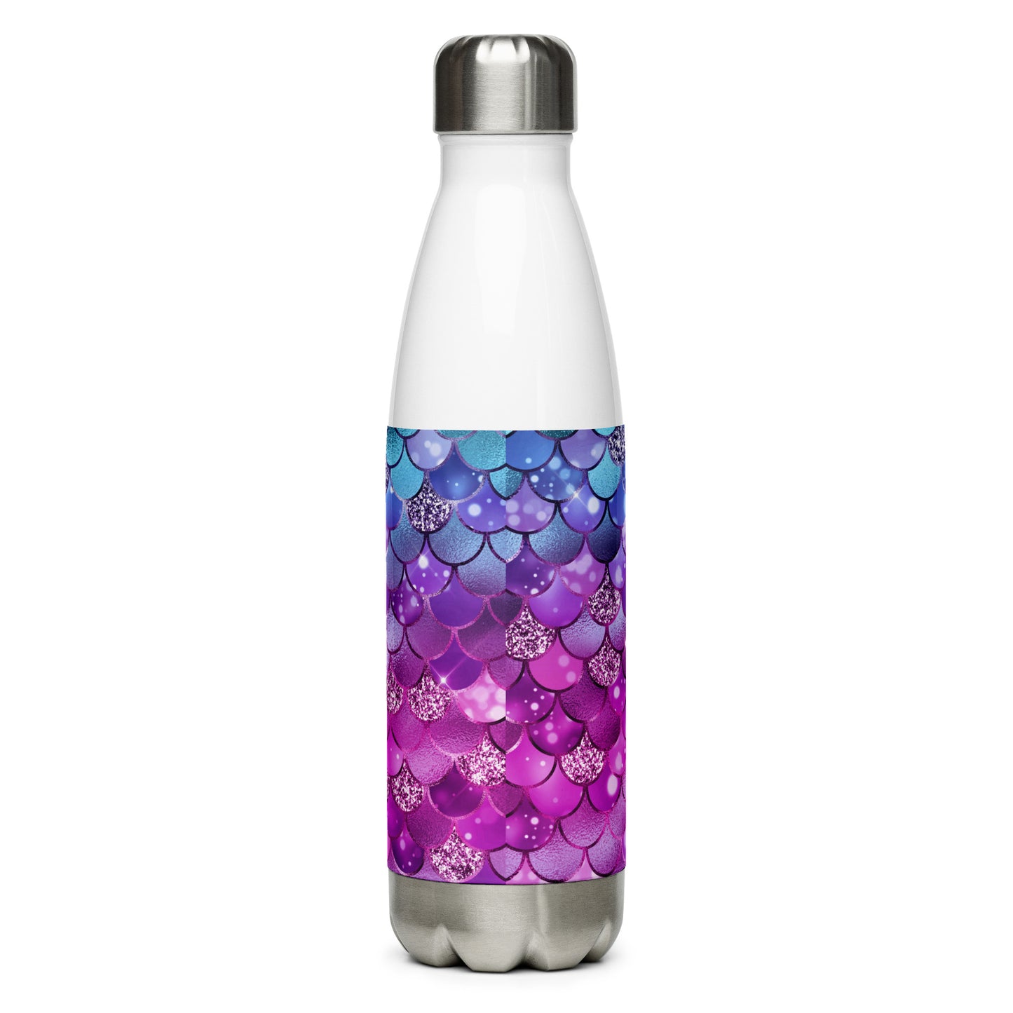 Mermaid Purple Blue Scales Stainless Steel Water Bottle