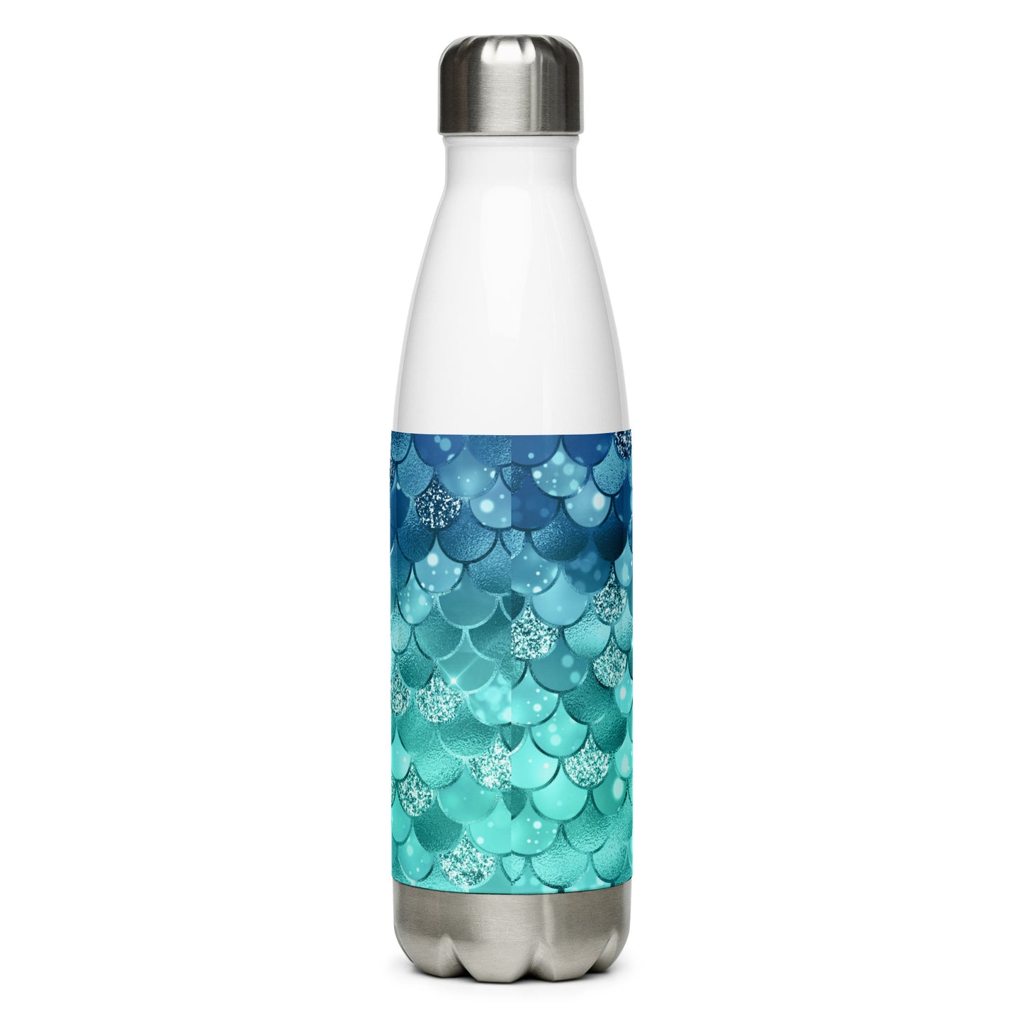 Mermaid Blue Green Scales Stainless Steel Water Bottle